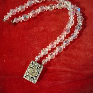 ✨ Vintage Iridescent Crystal Double Strand Necklace - Estate Find ✨